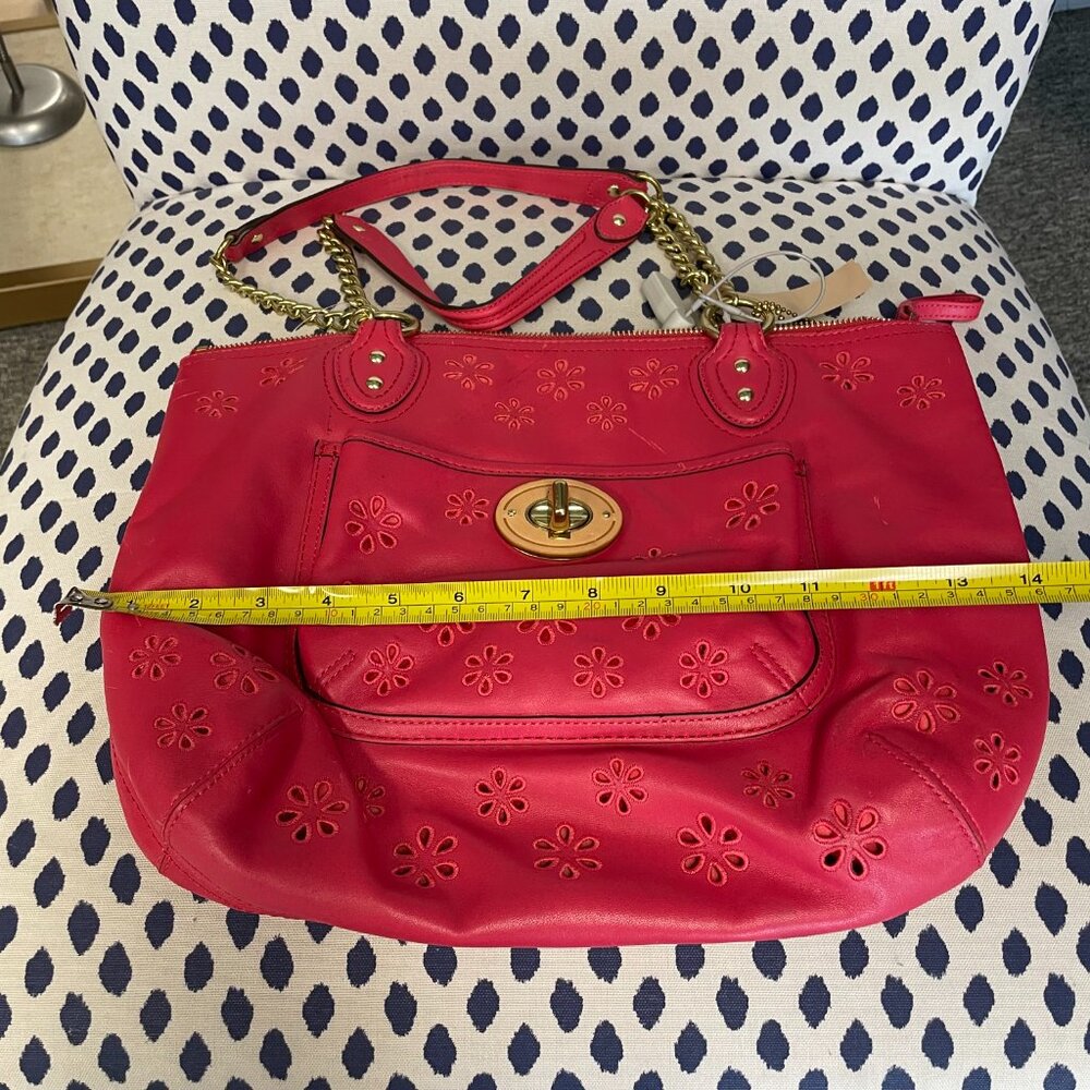 Coach Pink Poppy Eyelet Tote - Picture 12 of 13